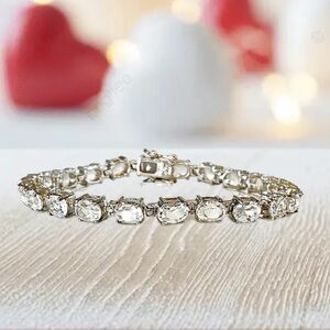 Sterling Silver Diamond Stone Tennis Bracelet Vintage jewelry